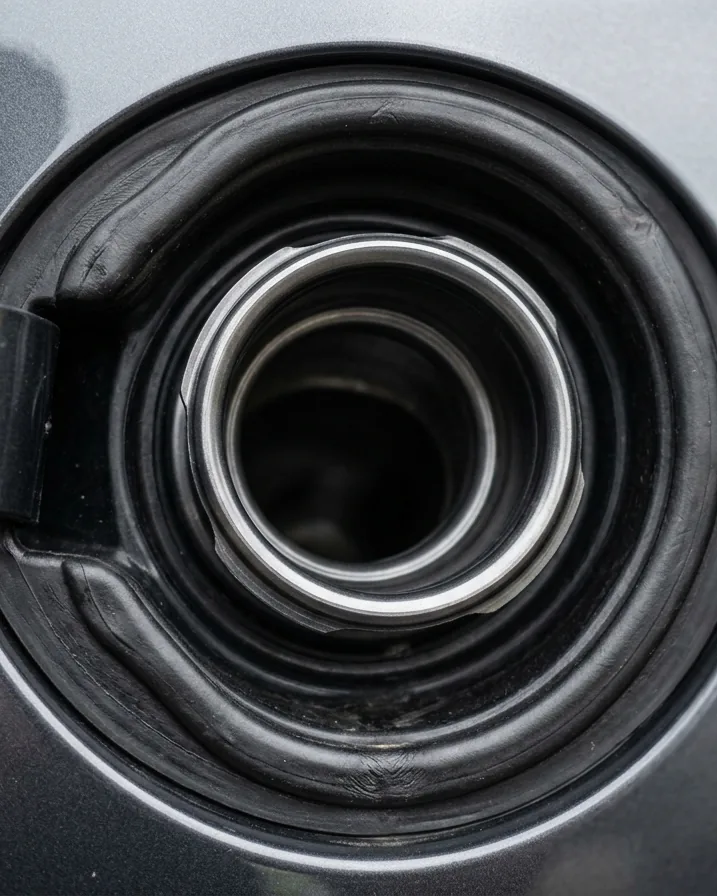 Detail view of the filler neck and seal