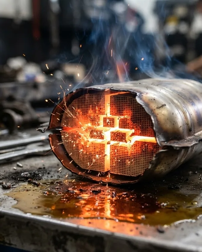 Detail view of how Fast a Blinking Light Destroys Your Catalytic Converter
