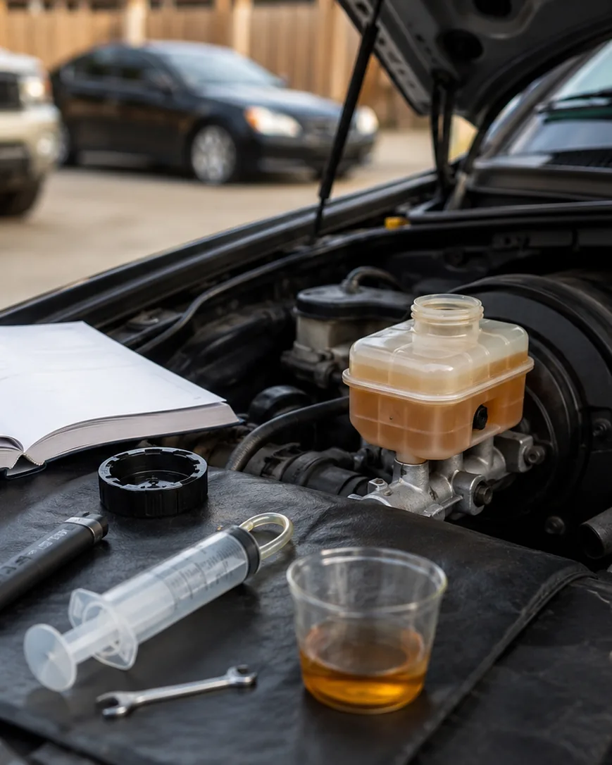 Close-up illustrating how Often to Change Brake Fluid, by Manual and by Marque