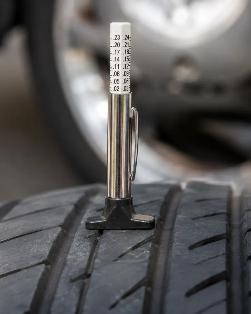 Detail view of types of tread depth gauges